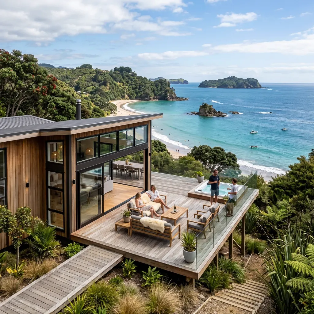 Hahei four-bedroom coastal bach on the Coromandel short-term rental